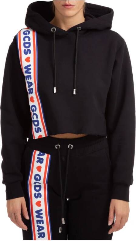 Gcds Logo streep bijgesneden hoodie Zwart Dames