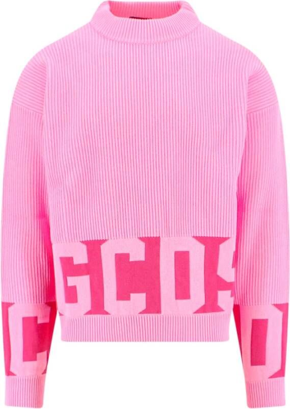 Gcds Men& Clothing Knitwear Pink Ss23 Roze Heren