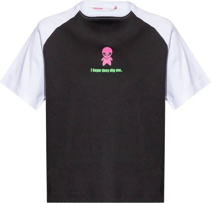 Gcds Alien Print T-shirt Black Dames