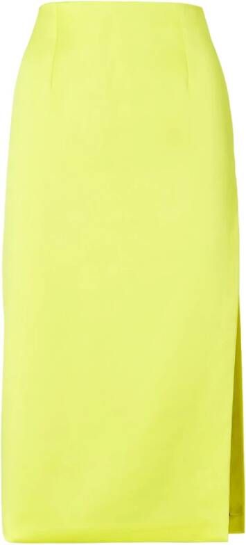 Gcds Satin Midi Rok met Zijdelingse Split Yellow Dames