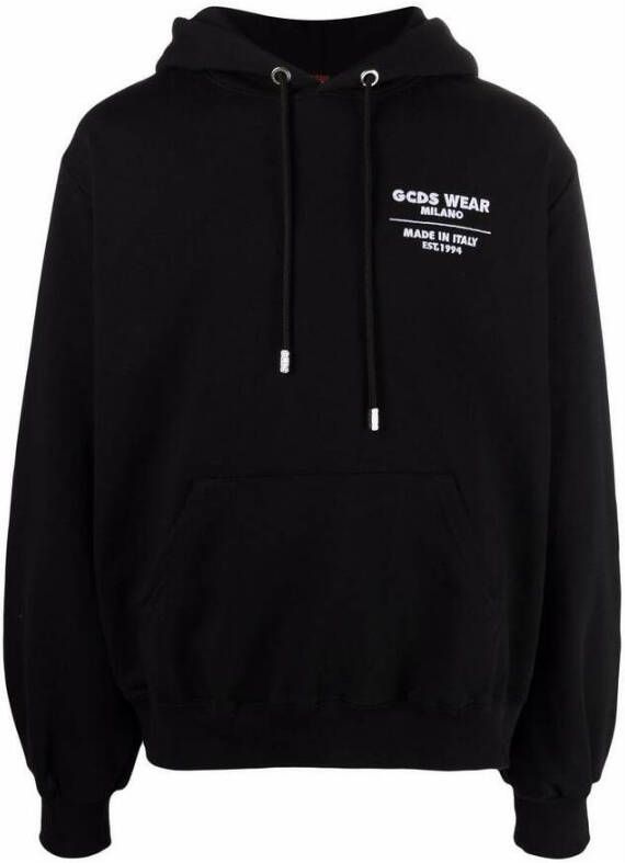 Gcds Zwarte hoodie met kettinglogo Black Heren