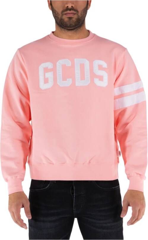Gcds Logo Sweatshirt Ronde Hals Lange Mouw Pink Heren