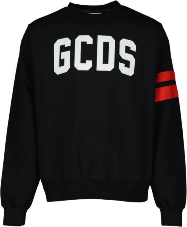 Gcds Zwart Logo Geborduurd Sweatshirt Black Heren