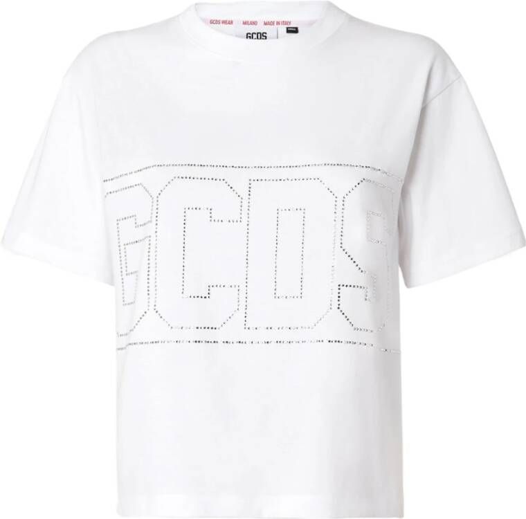 Gcds Grafisch Logo Katoenen T-Shirt White Dames