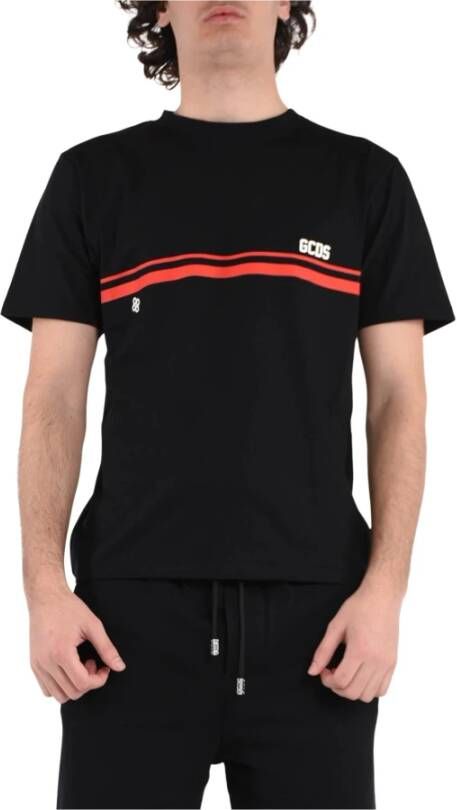 Gcds Gestreept Logo Print T-Shirt Black Heren
