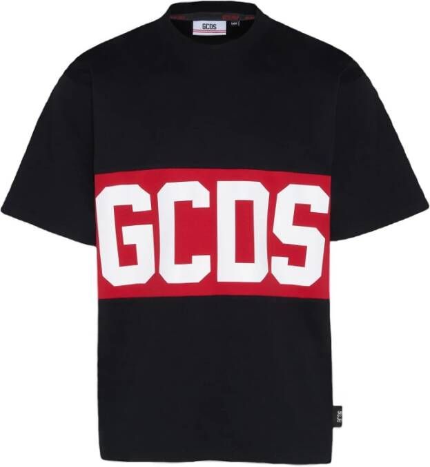Gcds Zwart Crew Neck T-shirt met Maxi Logo Black Heren