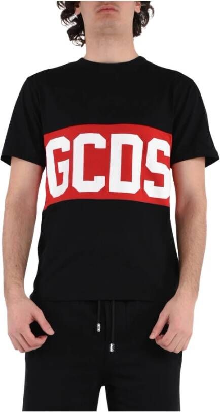 Gcds Zwart Crew Neck T-shirt met Maxi Logo Black Heren