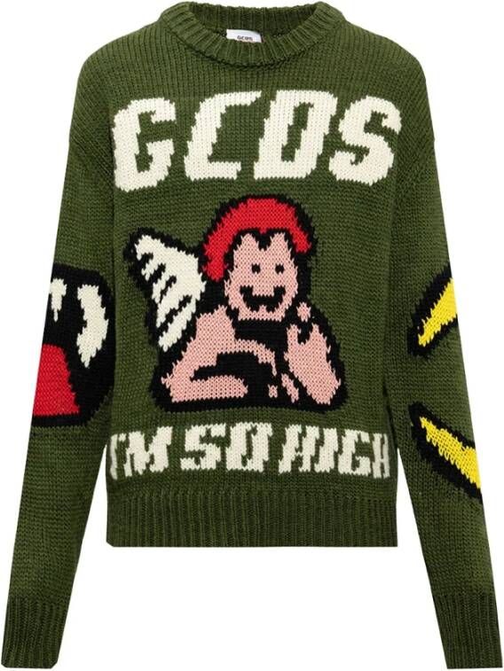 Gcds Trui met een patroon Groen Heren