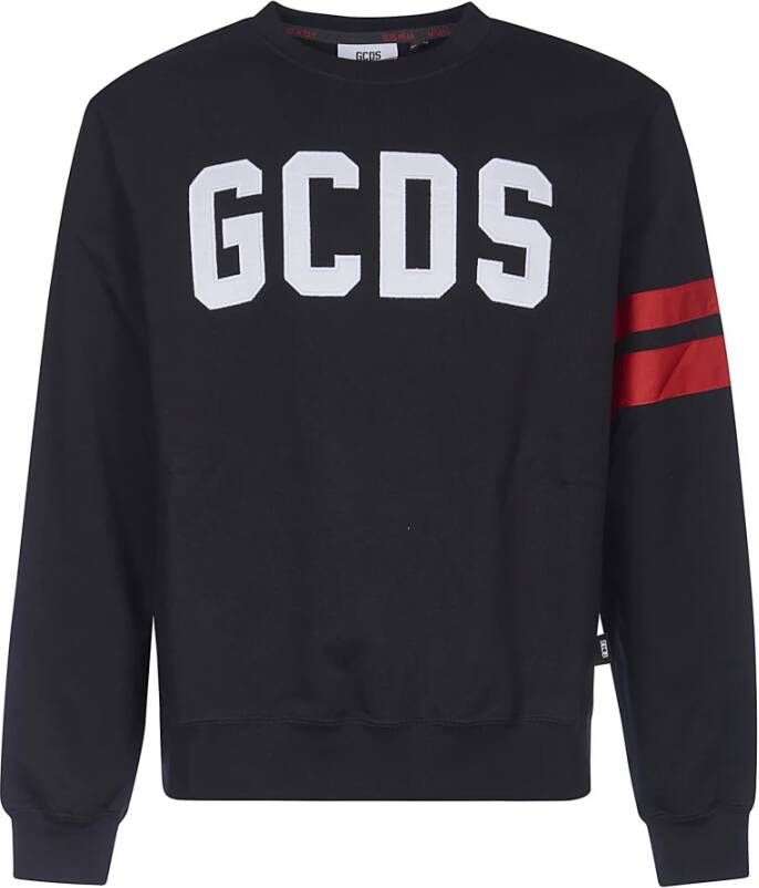 Gcds Zwart Logo Geborduurd Sweatshirt Black Heren