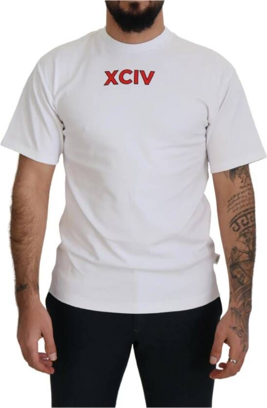 Gcds Witte Katoenen Logo Print T-shirt Wit Heren