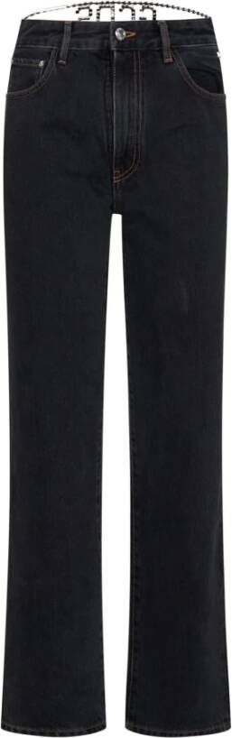 Gcds Zwarte jeans met contrasterende stiksels en logo-detail Zwart Dames