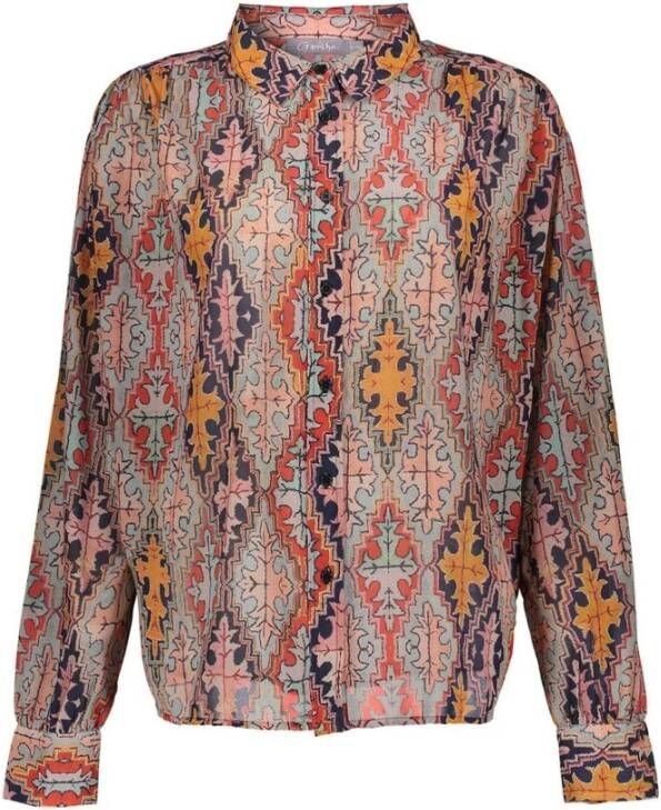 Geisha Etnische gedrukte blouse Rood Dames