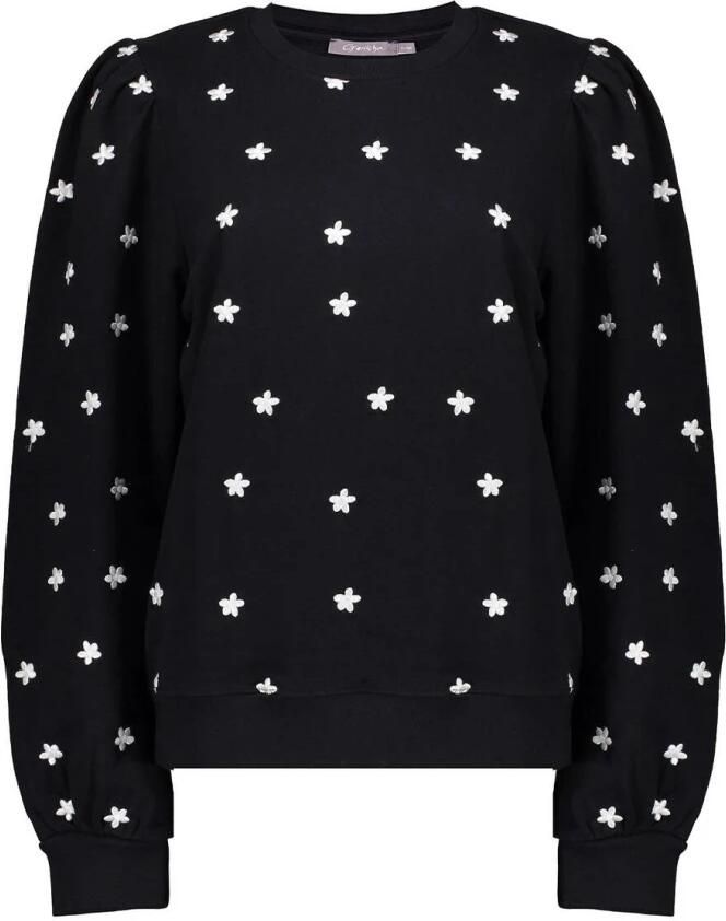 Geisha Bloemen Geborduurde Trui Black Dames