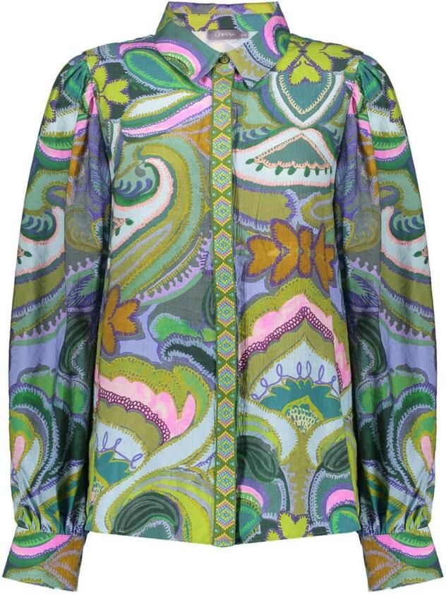 Geisha Elegante blouse met lange mouwen Green Dames