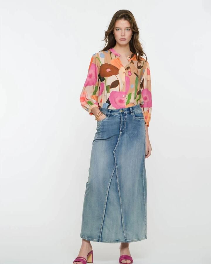 Geisha Elegante Denim Rok Blue Dames - Foto 2