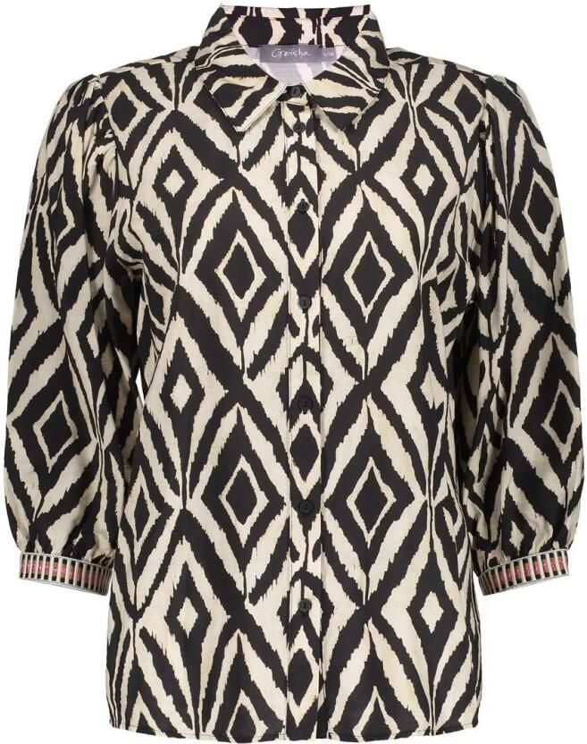 Geisha Elegante Zwart Zand Blouse Multicolor Dames
