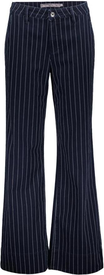 Geisha gestreepte wide leg jeans dark blue denim