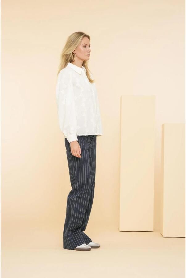 Geisha gestreepte wide leg jeans dark blue denim - Foto 2