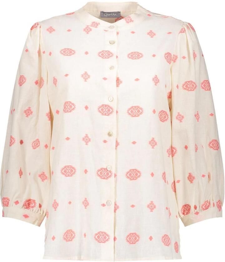 Geisha Geborduurde Blouse in Off-White Koraal Multicolor Dames