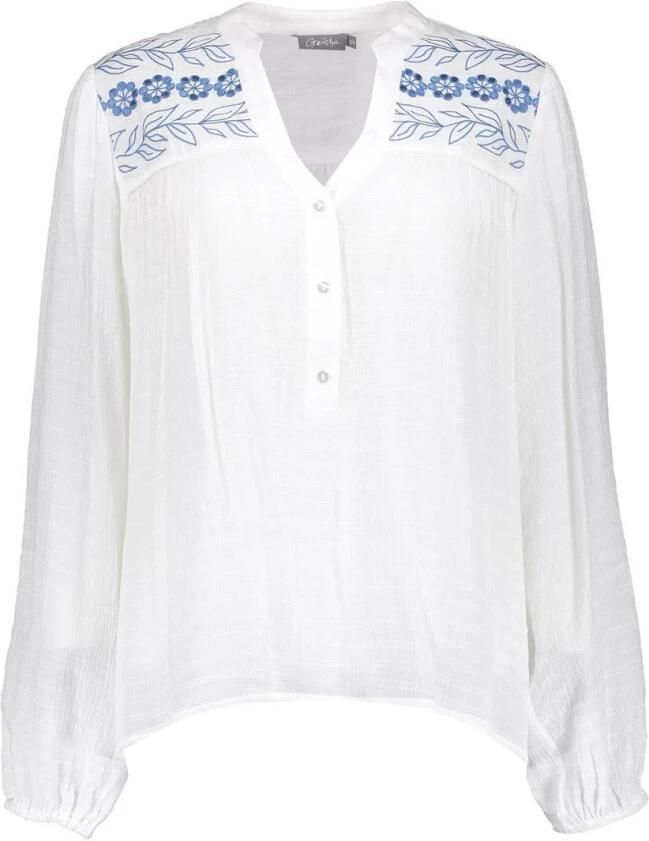 Geisha Geborduurde Blouse White Dames