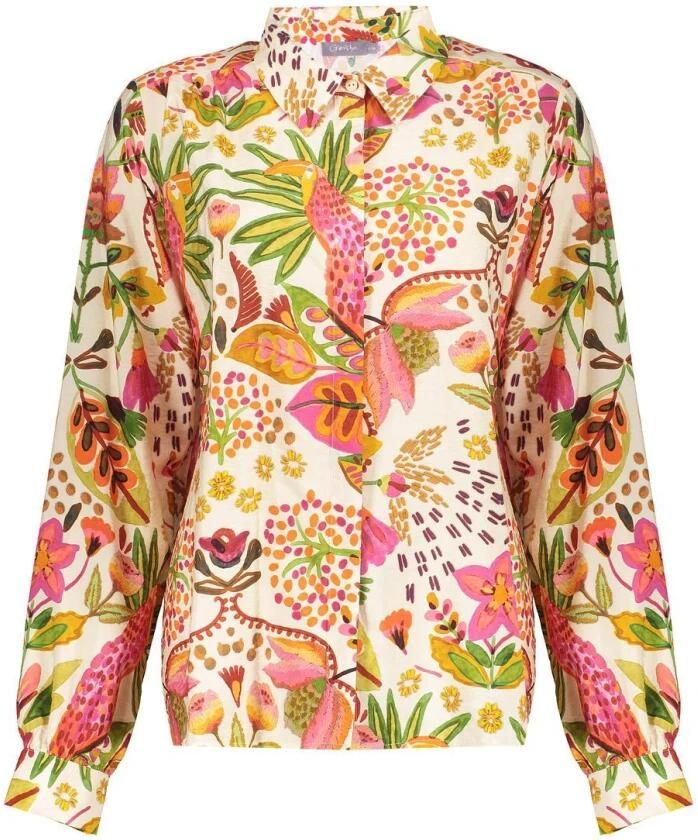 Geisha Groen Oranje Stijlvolle Blouse Multicolor Dames