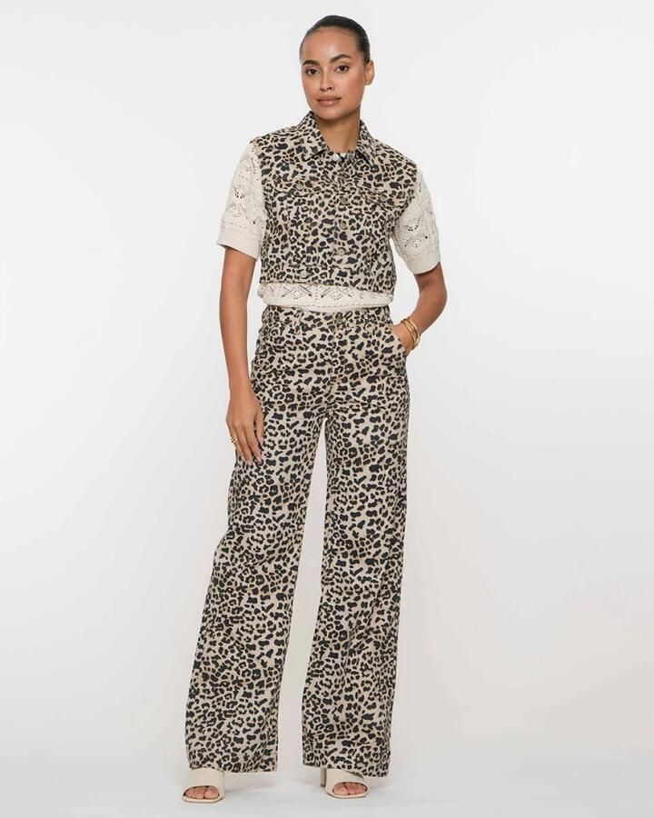 Geisha Leopard Print Denim Vest Multicolor Dames - Foto 3