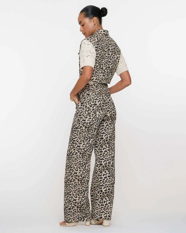 Geisha Leopard Print Denim Vest Multicolor Dames - Foto 4