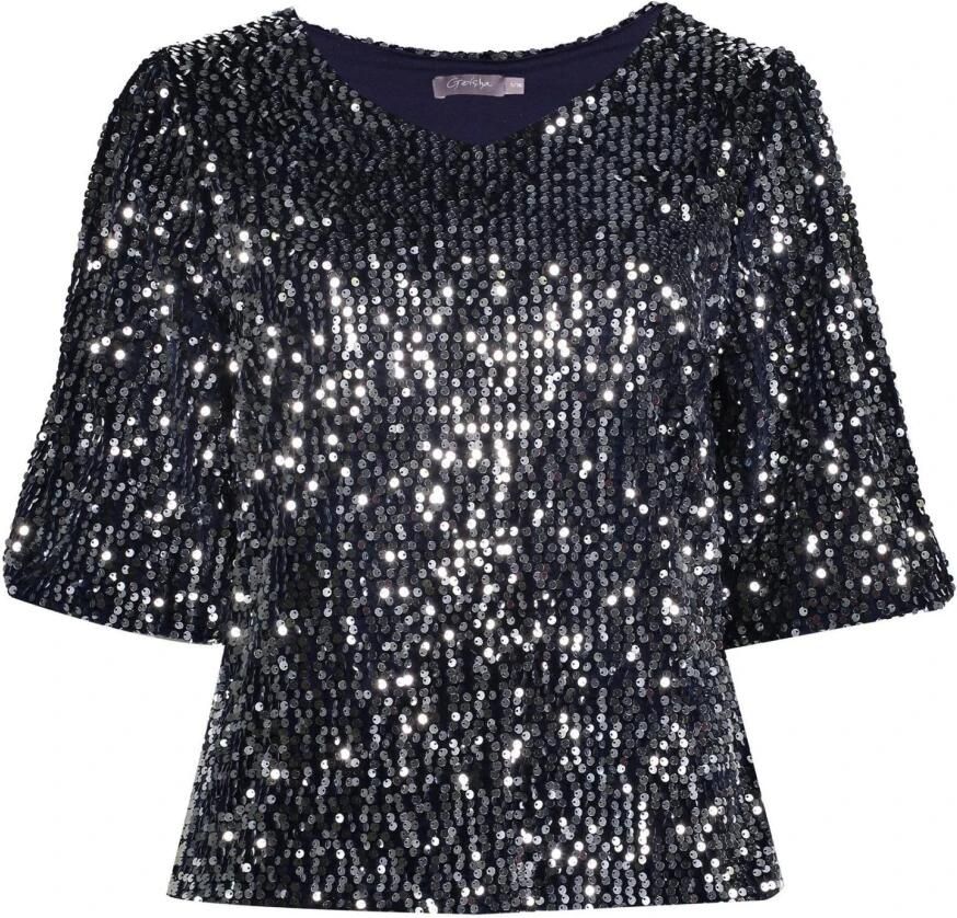 Geisha Midnight Blue Top Shirt Blue Dames