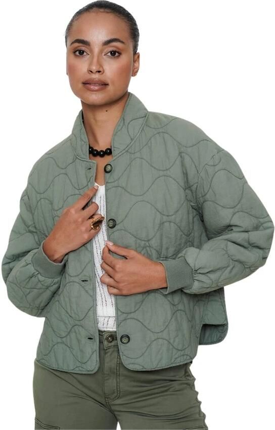Geisha Stepped Light Jacket Green Dames