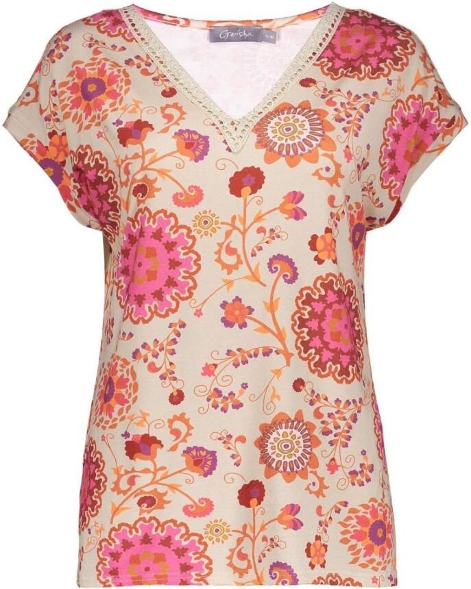 Geisha Top in Sand Fuchsia Brown Multicolor Dames