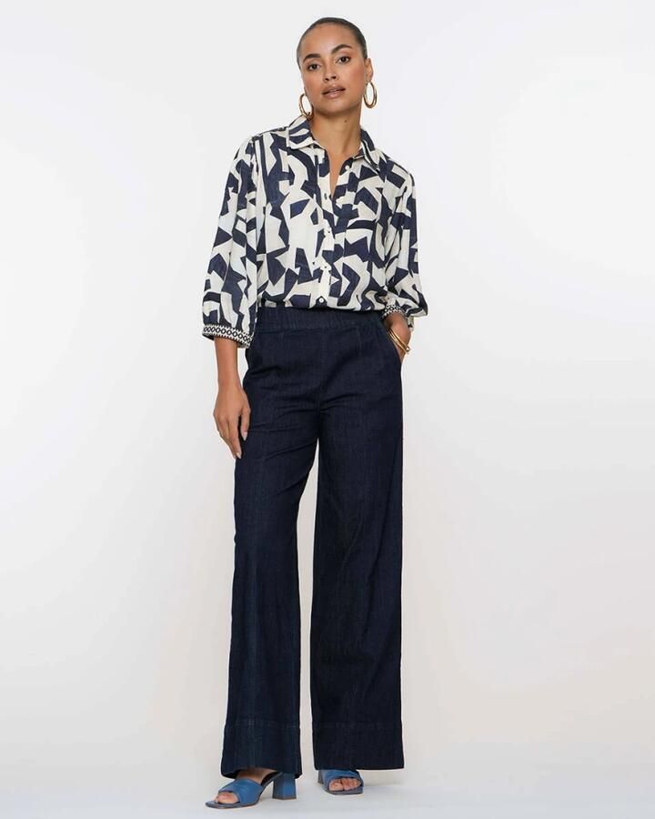 Geisha high waist loose fit jeans dark blue denim