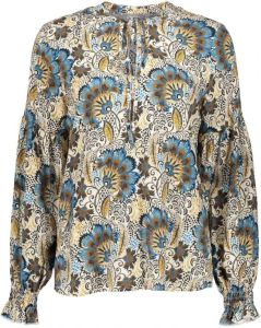 Geisha Top With Graphic Nature Print Beige Dames
