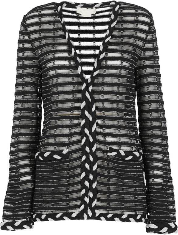 Genny Gestreepte Patroon Blazer Upgrade Black Dames