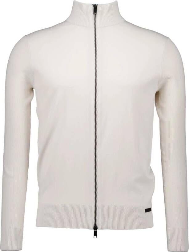 Genti Ecru Vest met Rits in Cool-Dry Kwaliteit White Heren