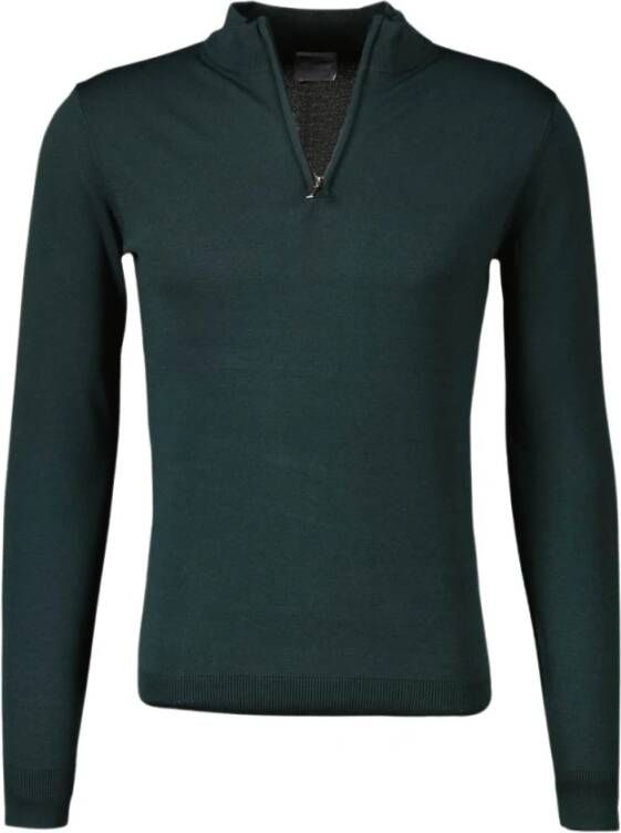 Gentiluomo Elegante Donkergroene Trui met Rits Green Heren