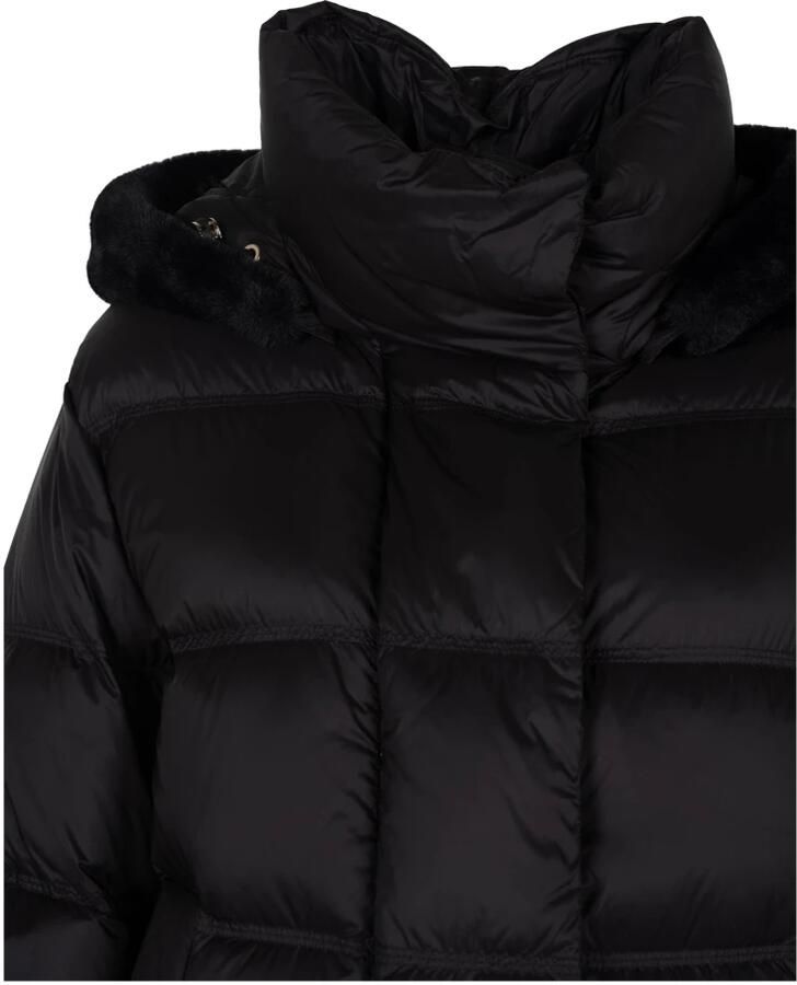 Geox Korte Gewatteerde Jas met Afneembare Capuchon Black Dames