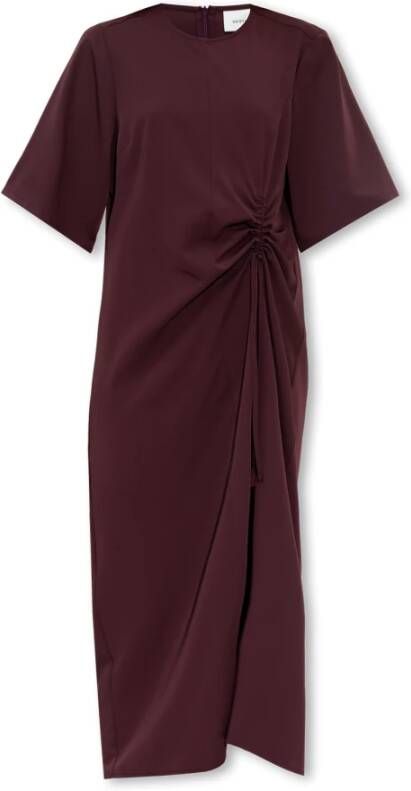 Gestuz Stijlvolle Fudge Midi Jurk met Halflange Mouwen en Zijdelingse Split Brown Dames