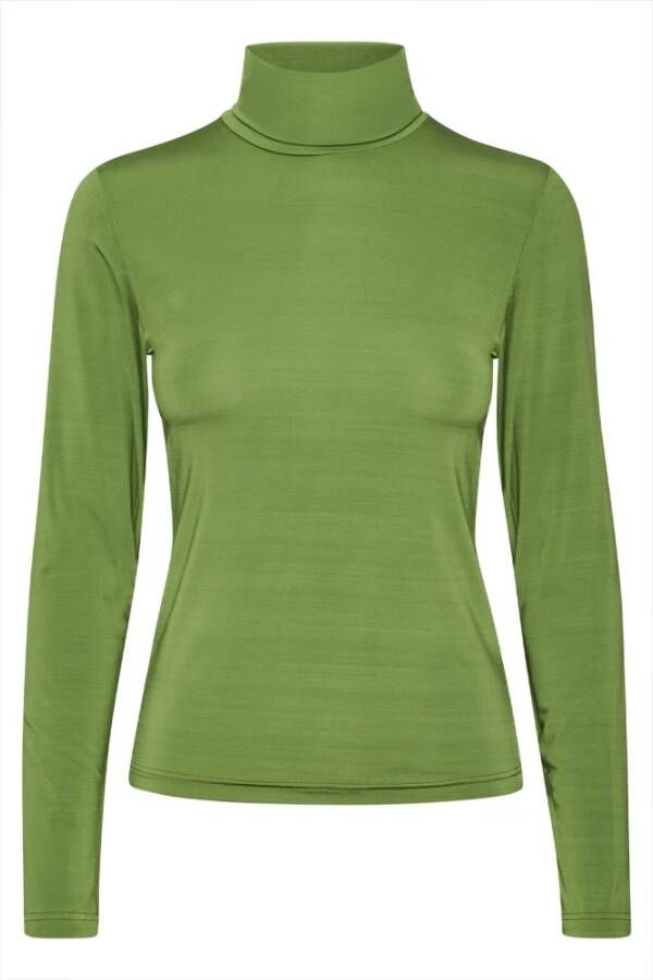 Gestuz Top met Col en Lange Mouwen Green Dames