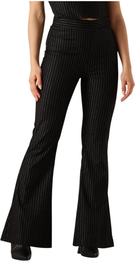 Gestuz Hoge taille flare broek met krijtstreep patroon Black Dames - Foto 11