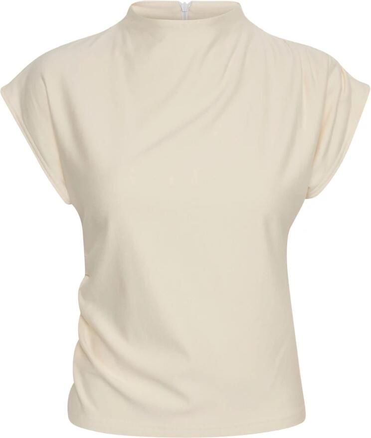 Gestuz Elegante Top met Hoge Hals en Gedrapeerde Effecten Beige Dames - Foto 5