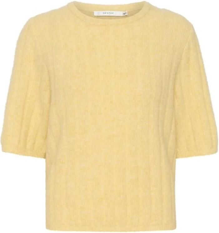 Gestuz Alphagz Ss Tee Gebreid Flaxen Melange Yellow Dames - Foto 5