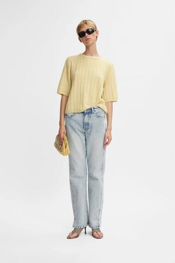 Gestuz Alphagz Ss Tee Gebreid Flaxen Melange Yellow Dames