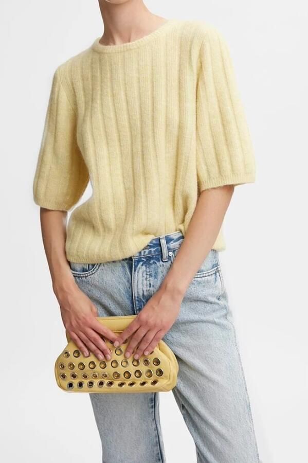 Gestuz Alphagz Ss Tee Gebreid Flaxen Melange Yellow Dames - Foto 3