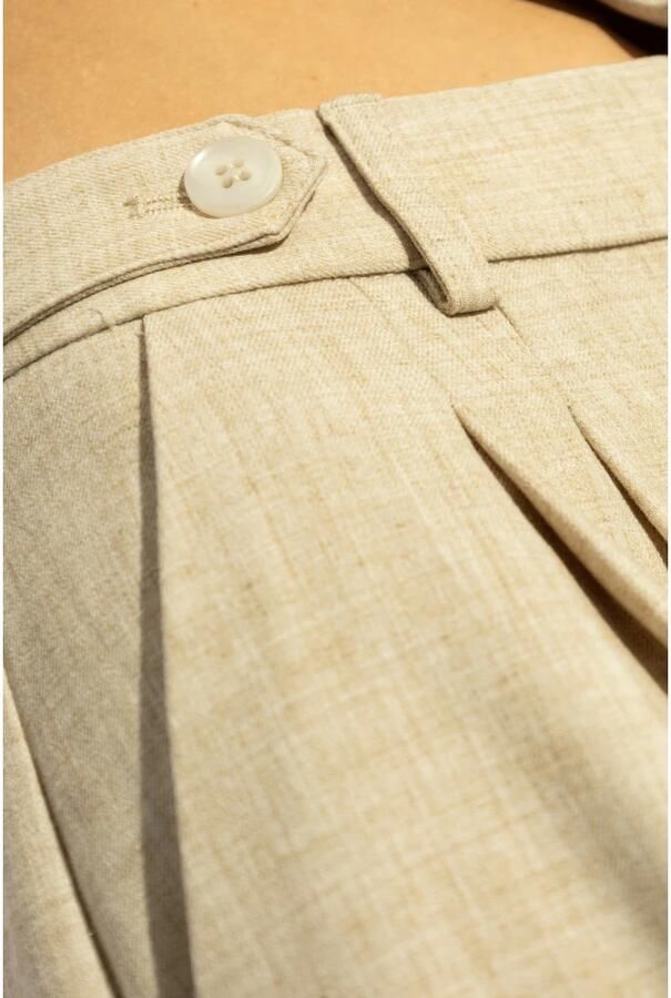 Gestuz Zwarte Wijde Pijp Broek met Zakken Beige Dames