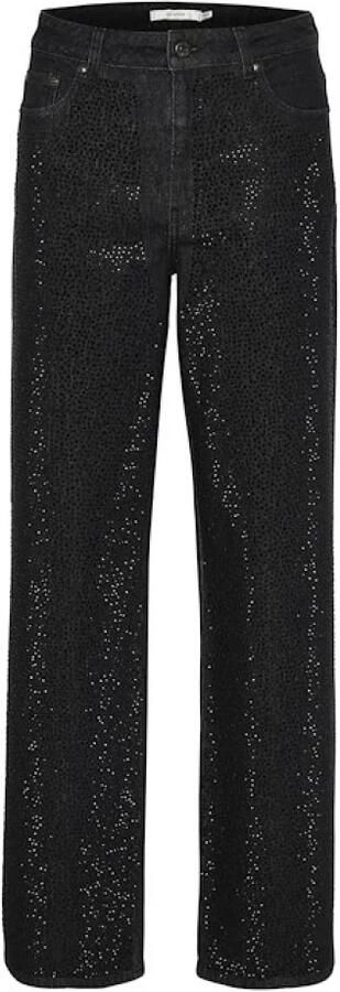 Gestuz Wijde Pijp Jeans Donkere Zwarte Wassing Black Dames - Foto 9