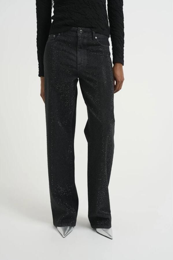 Gestuz Wijde Pijp Jeans Donkere Zwarte Wassing Black Dames - Foto 6