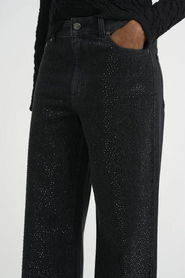 Gestuz Wijde Pijp Jeans Donkere Zwarte Wassing Black Dames - Foto 8