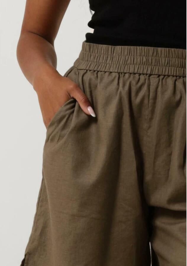 GESTUZ Dames Broeken Lizagz Linen Hw Shorts Khaki