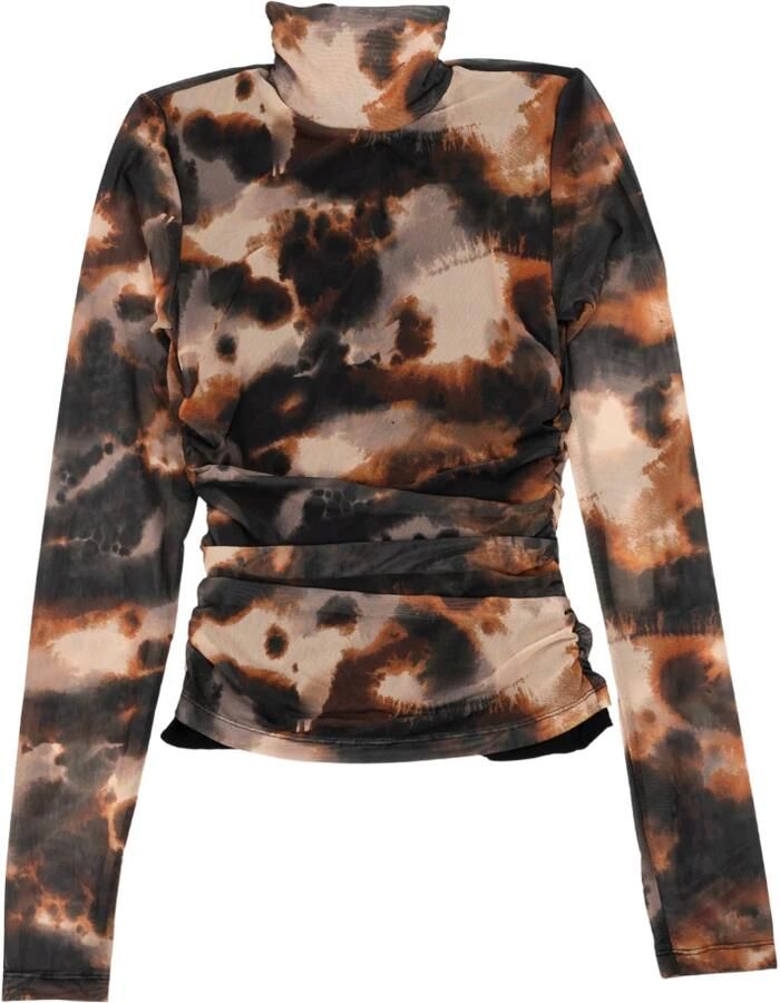 Gestuz Bruine Mesh Top met Gedrapeerde Effecten Brown Dames - Foto 3