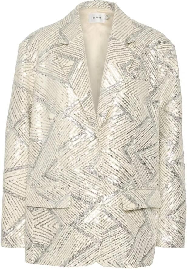Gestuz Pailletten Oversized Blazer Winterfeest Beige Dames - Foto 4